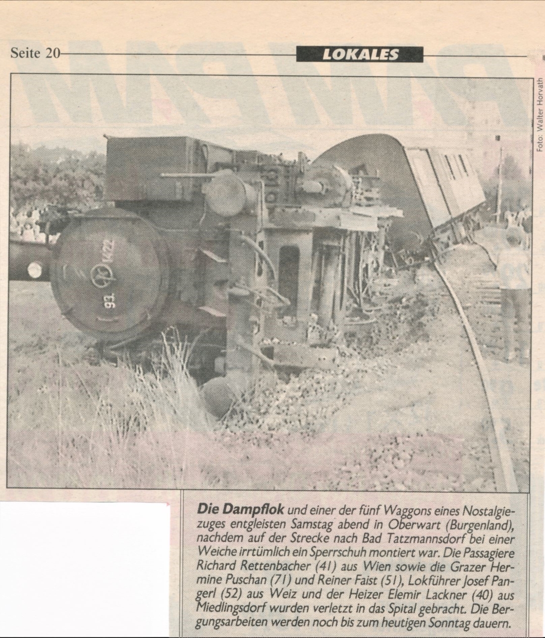 Zugunglück am 26. September 1992