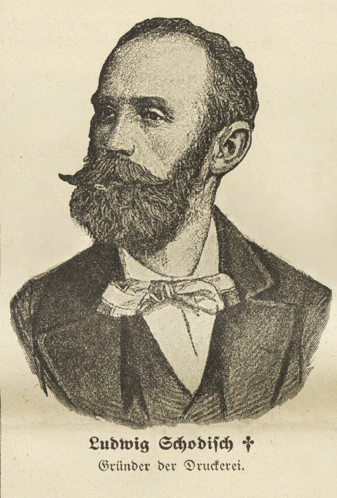 OZ - Oberwarther Sonntags = Zeitung: Ludwig Schodisch (*1834/+1917) - Druckereibesitzer, Gründer und Herausgeber von 1879 bis 1911 (Portrait)