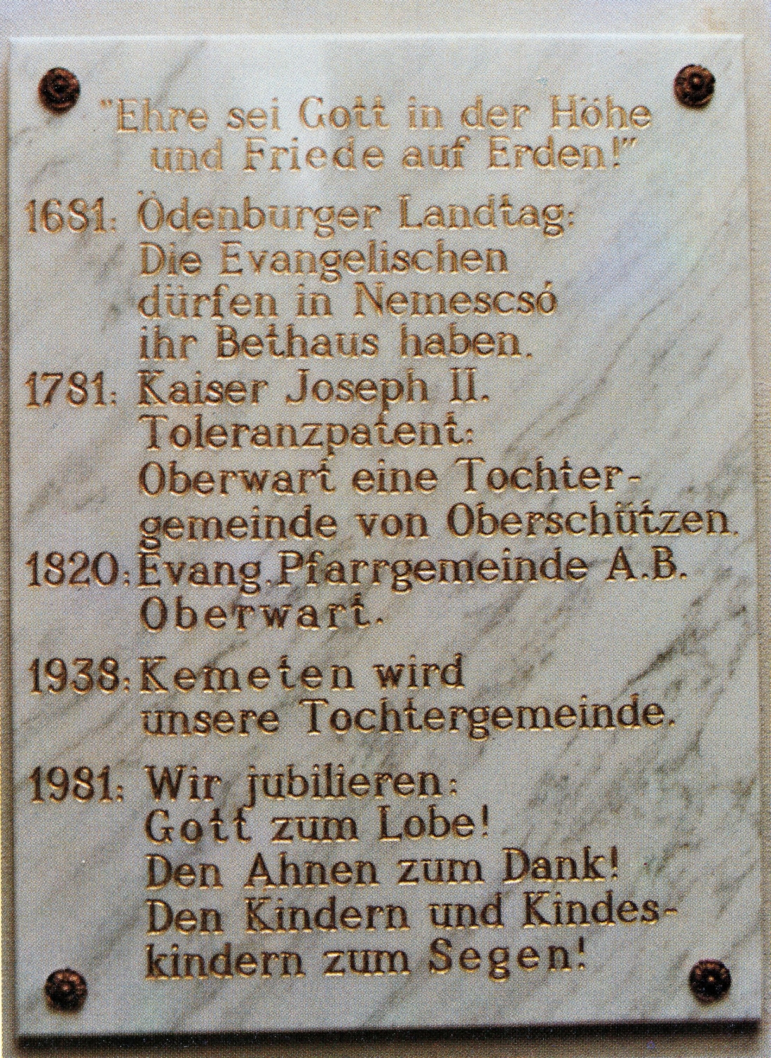 Evang. Kirche AB: Gedenktafel