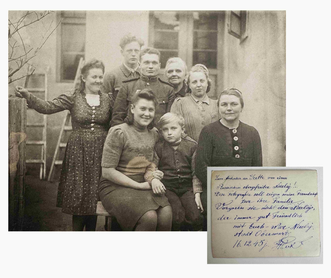 Erinnerungsfoto vom sowjetischen Obergefreiten Nikolaj für Gretl Neubauer (verh. Böcskör)