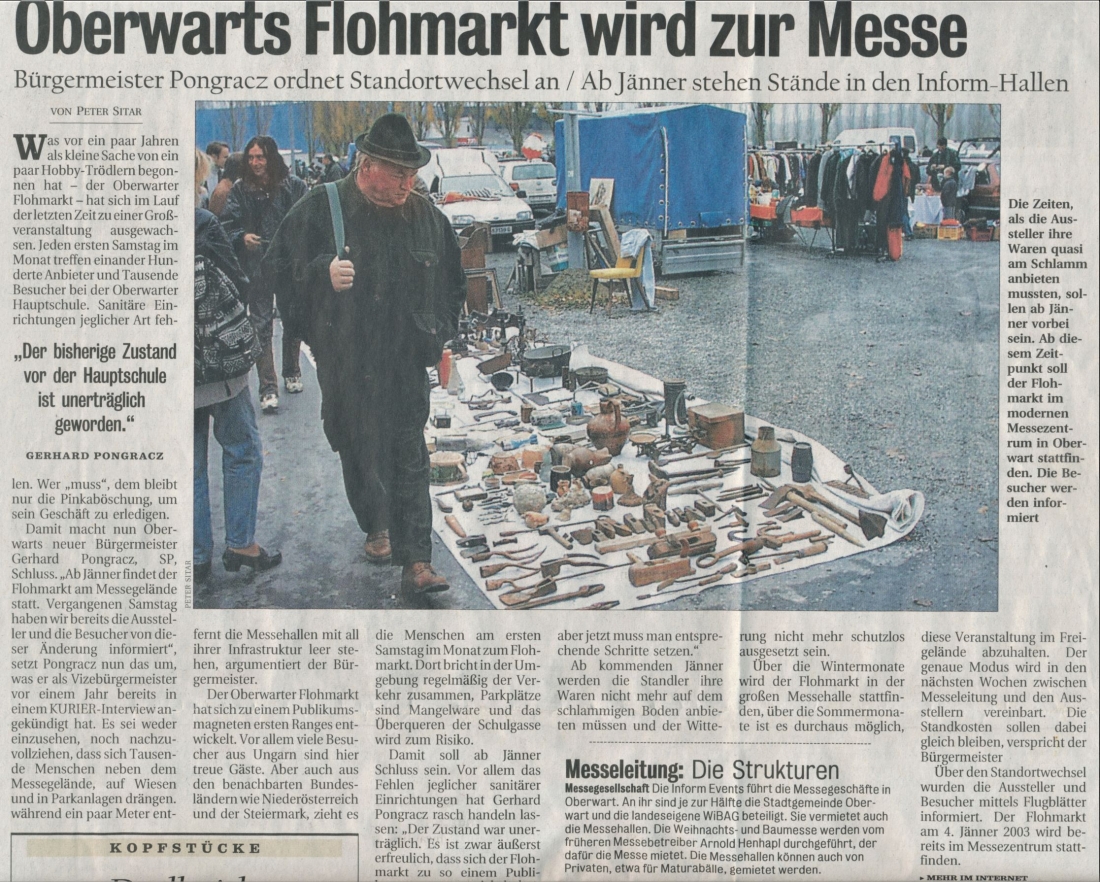 Artikel zur Übersiedelung des Flohmarkts auf das Messegelände