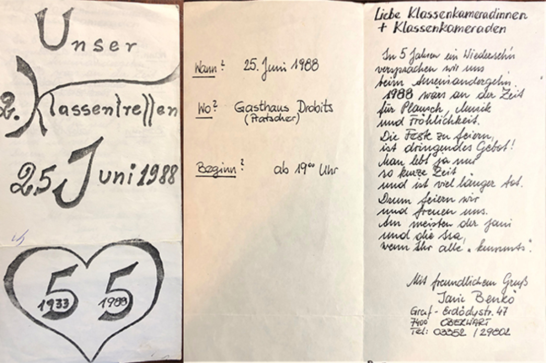 Einladung zum Klassentreffen des Jahrgangs 1933