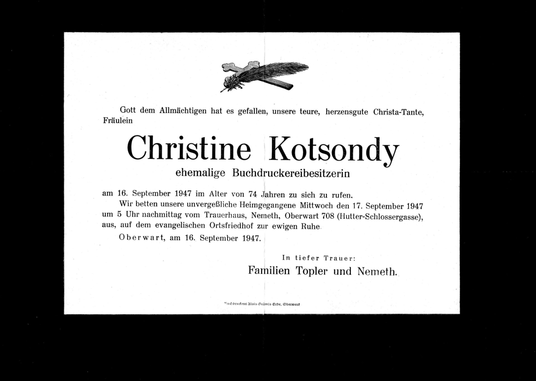 Parte von Christine Kotsondy (*1873 / +1947)