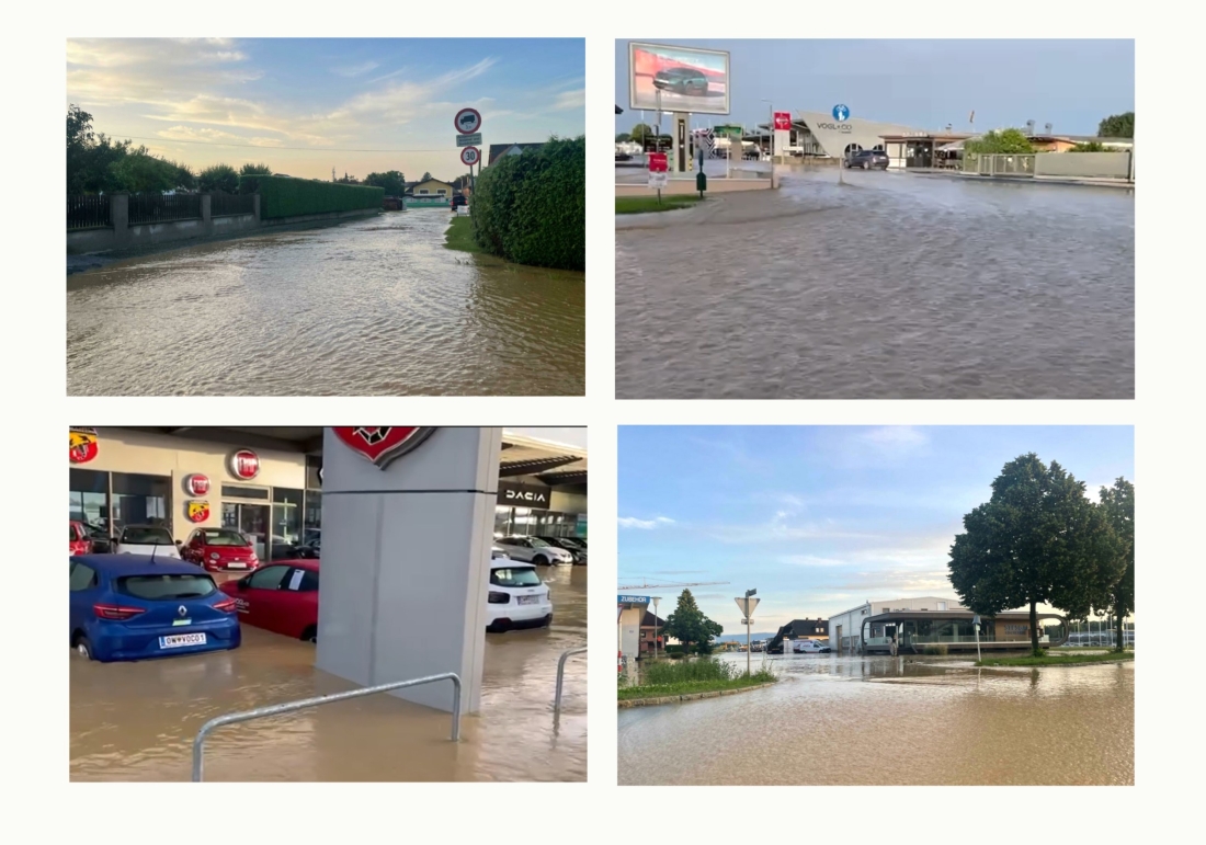 Hochwasser nach enormen Regenmengen am 8. und 9. Juni 2024: Bereich Eisenstädter Bundesstraße