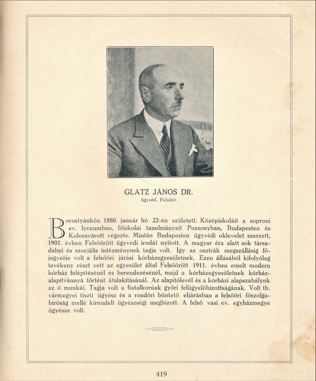 Dr. Janos (Johann) Glatz  (*1880 / +1952)