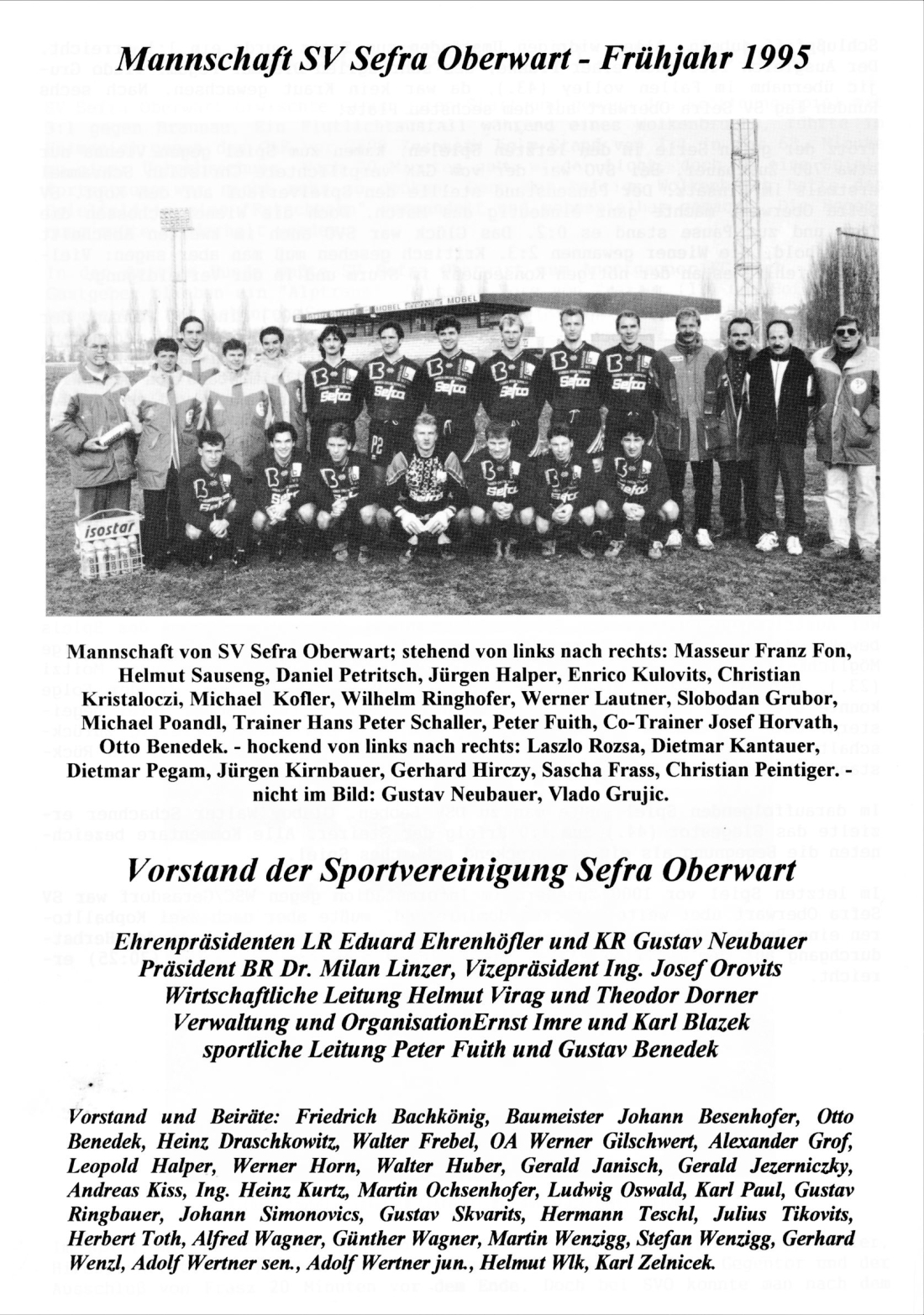 SV Sefra Oberwart: Frühjahr 1995