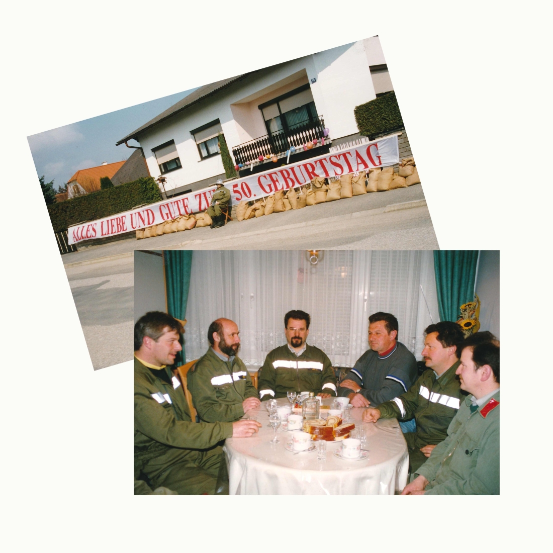 Stadtfeuerwehr: die Wehr gratuliert Kamerad Alexander Szabo (Mühlgasse 18) zum 50-er // Kiss-Weber-Imre-Szabo-Tullmann