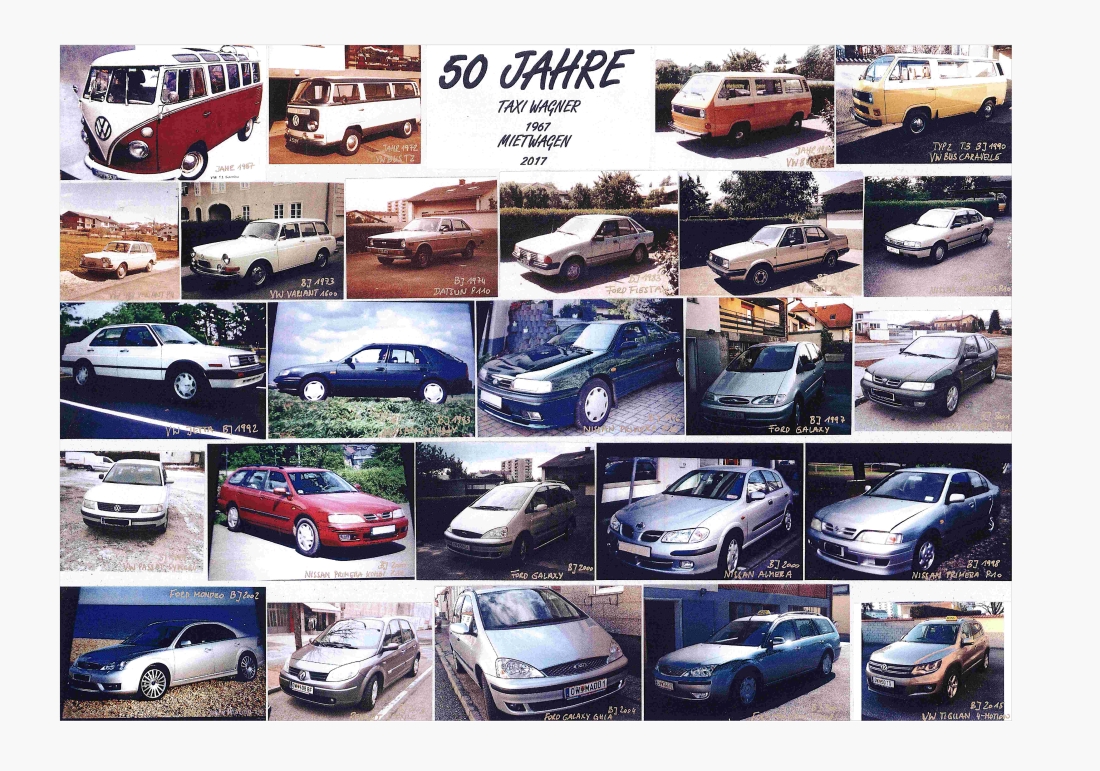 50 Jahre Mietwagen und Taxi Wagner: 25 Betriebsfahrzeuge des Unternehmens