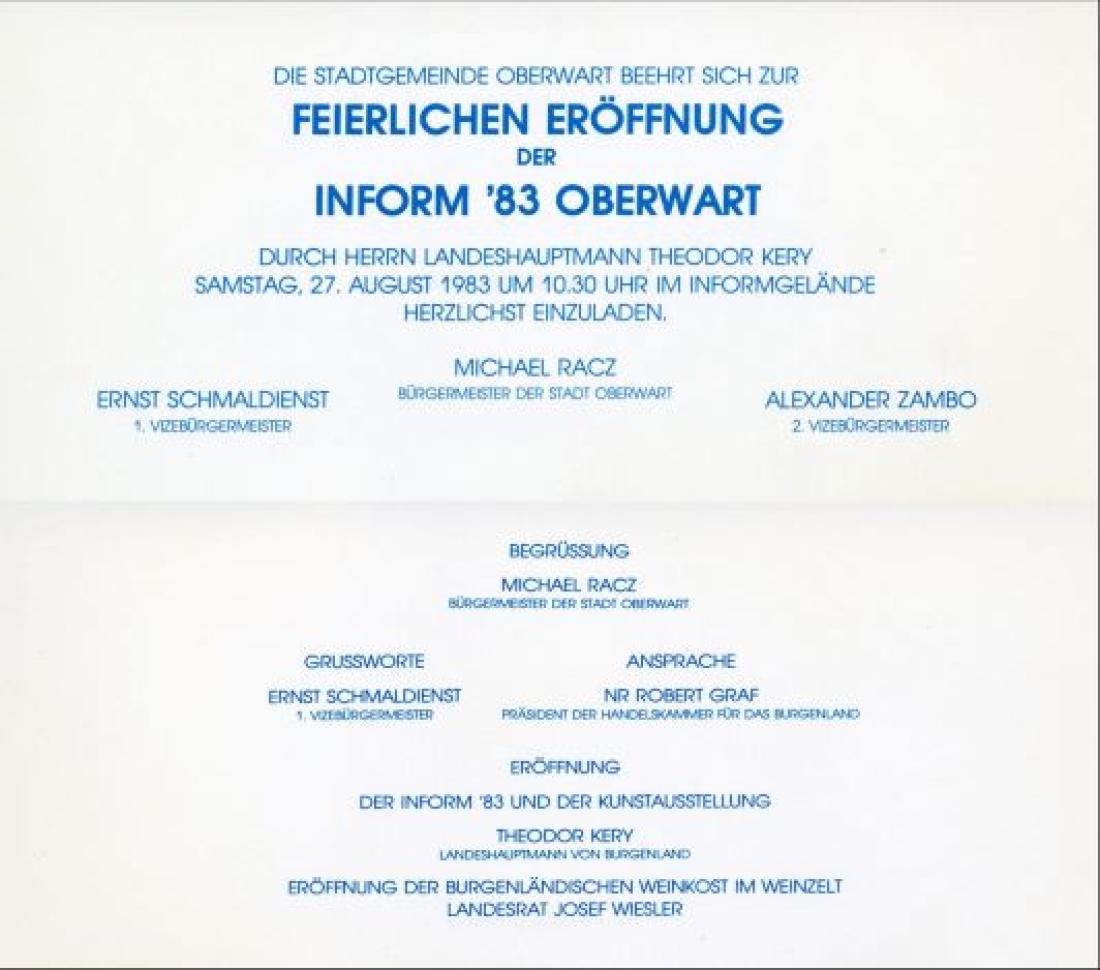 Einladung zur Eröffnung der Inform 1983