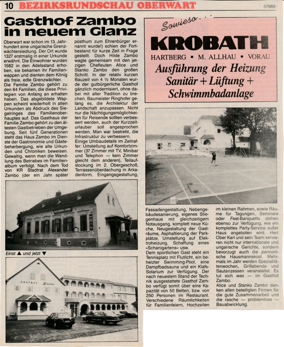 Artikel in der BRO: Gasthof Zambo in neuem Glanz (Grazerstraße 71)