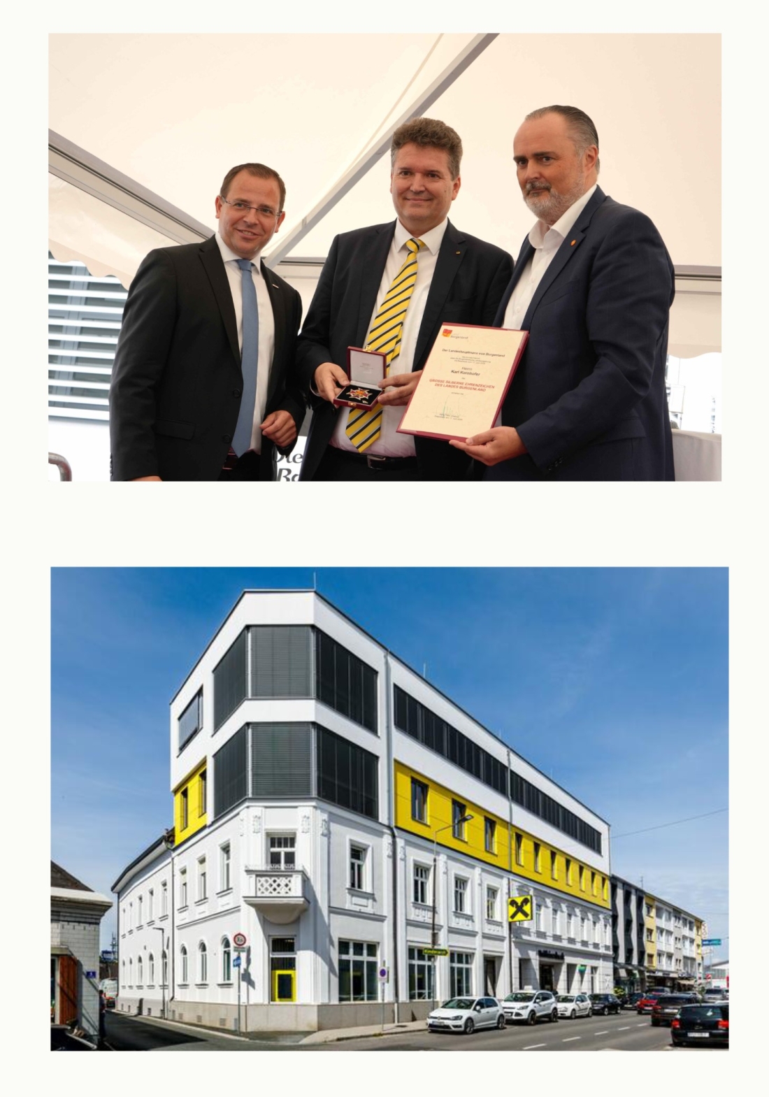 Eröffnungsfest anlässlich des Umbaus und der Erweiterung der Häuser Wienerstraße 5 und 7 durch die Raiffeisenbank - Doskozil/Kornhofer/Wirth