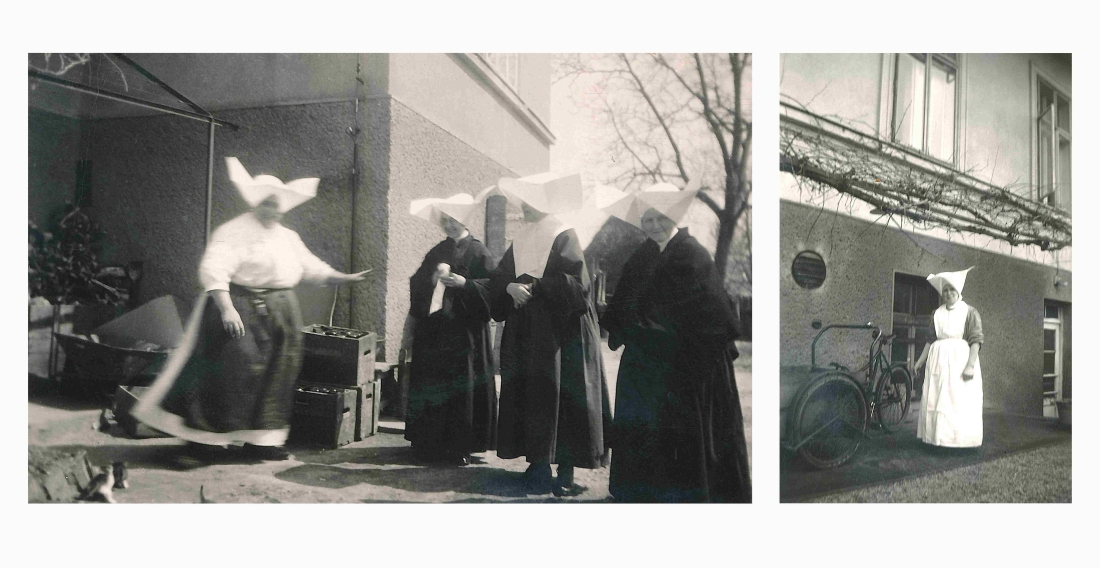 Generaloberin der Vincentinerinnen, Schwester Franziska Lepicard aus Paris bei hrem Besuch am 20. Juni 1955