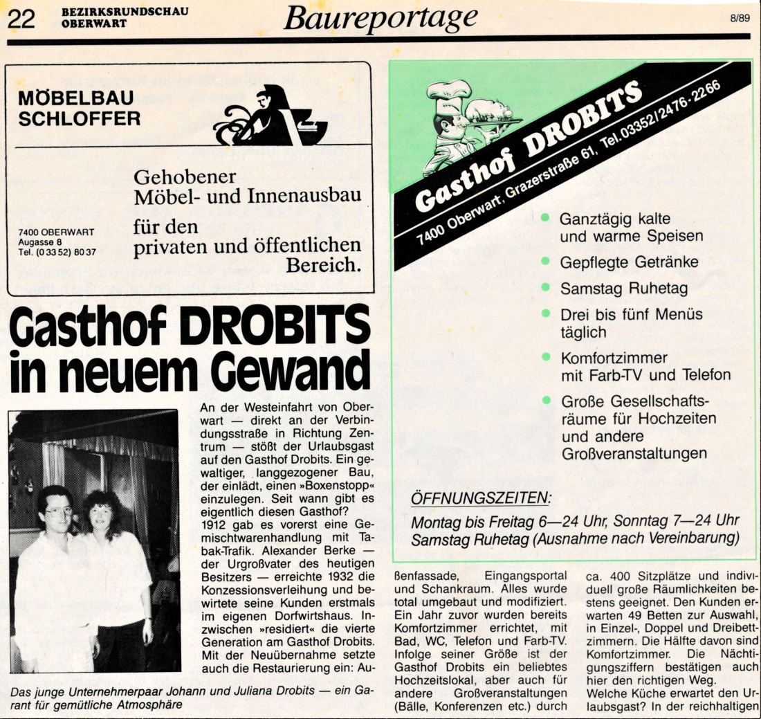 Artikel in der BRO: Gasthof Drobits (Grazerstraße 61)