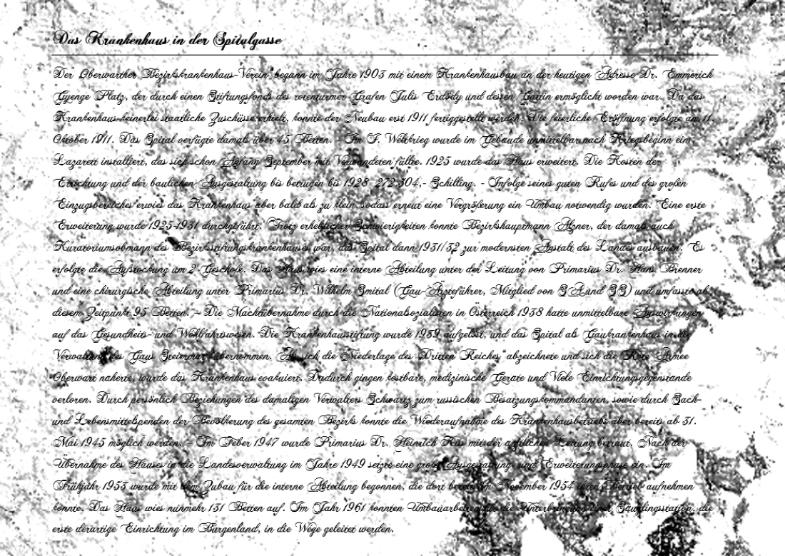 Krankenhaus in der Spitalgasse: Seine Geschichte bis 1961
