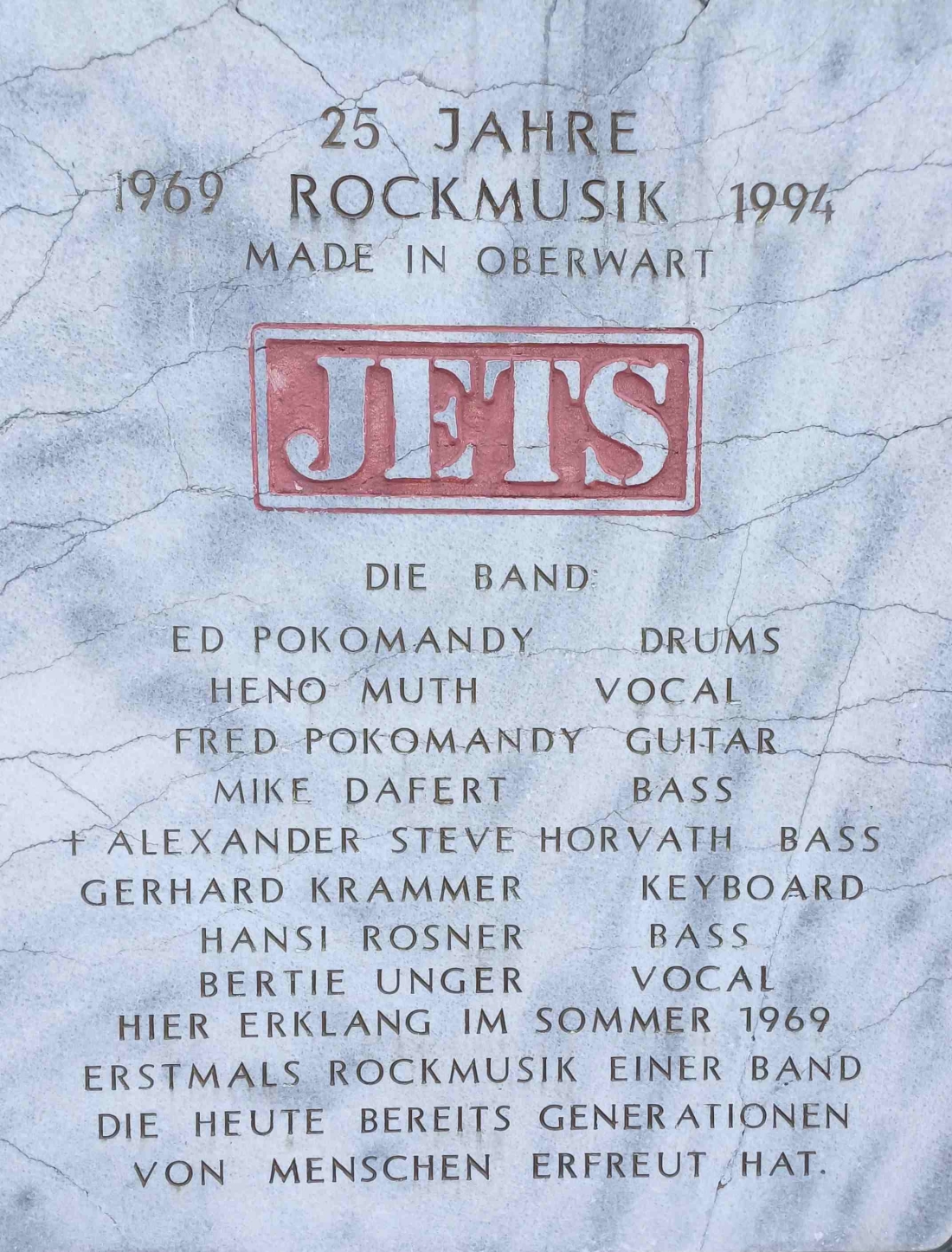 "The Jets" - 25 jahre Rockmusik made in Oberwart: Gedenktafel am Badplatz (Geschichte der Band)