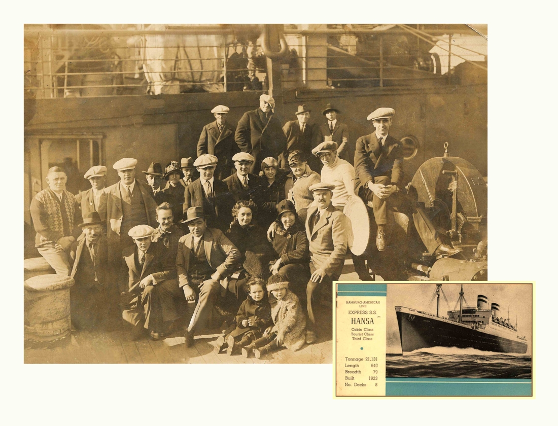 St. Martin: Josef Halper (*1895/+1971) an Bord der S.S. Hansa im Zuge der Überfahrt von Hamburg nach New York