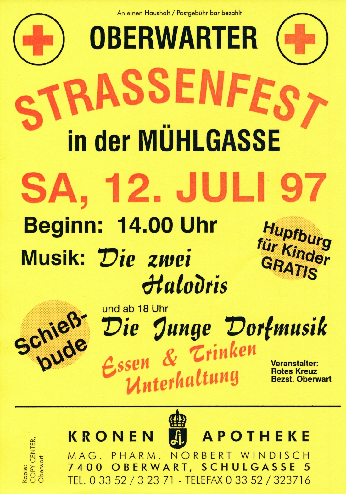 Rotes Kreuz: Flyer (Prospekt) Oberwarter Straßenfest