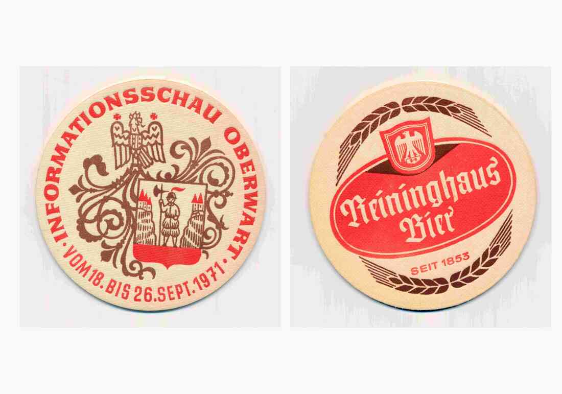 Inform: Reininghaus Bierdeckel anlässlich der 1. Inform im Jahr 1971 // Geschichte der Inform