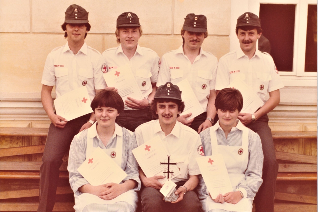 Rotes Kreuz: Wettkampftruppe beim Landeswettbewerb in Grein - Horvath/Kloiber/Temel/Baliko/Levonyak/Hegedüs/Benkö/Friedl/Pal