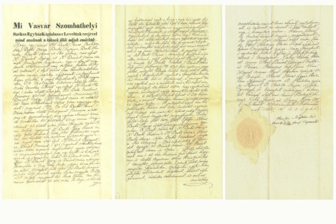 Tauschvertrag abgeschlossen zwischen Janos Benkö ff. und Mihaly Benedek ff. abgeschlossen im Jahr 1845
