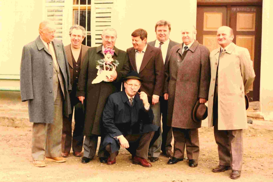 Herrenrunde anlässlich des 75. Geburtstags von Julius Seper (*1911/+1995) - Volcic/Miertl/Riegler/Krutzler/Langer/Blach/Arth