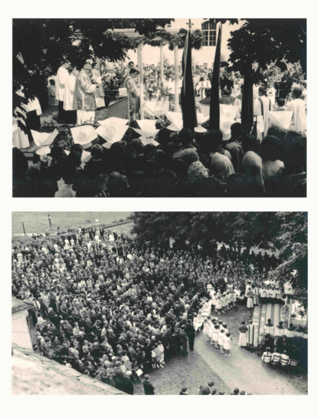 Röm. kath. Pfarre - Primiz von Julius Dirnbeck: feierliche Primizmesse am Festplatz östlich der Kirche am 5. Juli 1964