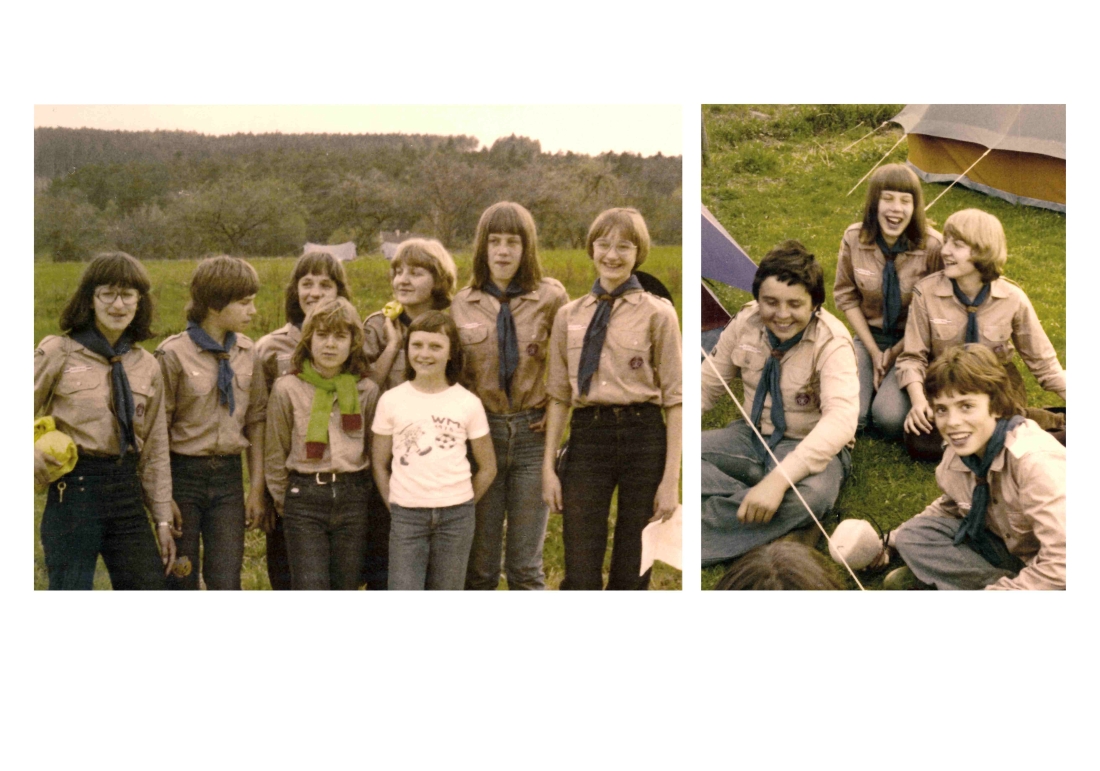 Oberwarter Pfadfindergruppe auf einem Lager in Pinkafeld 1979 - Weidinger/Brunner/Benkö/Gulyas/Pexa/Mayer/Moser/Steflitsch/Gulyas/Gaal